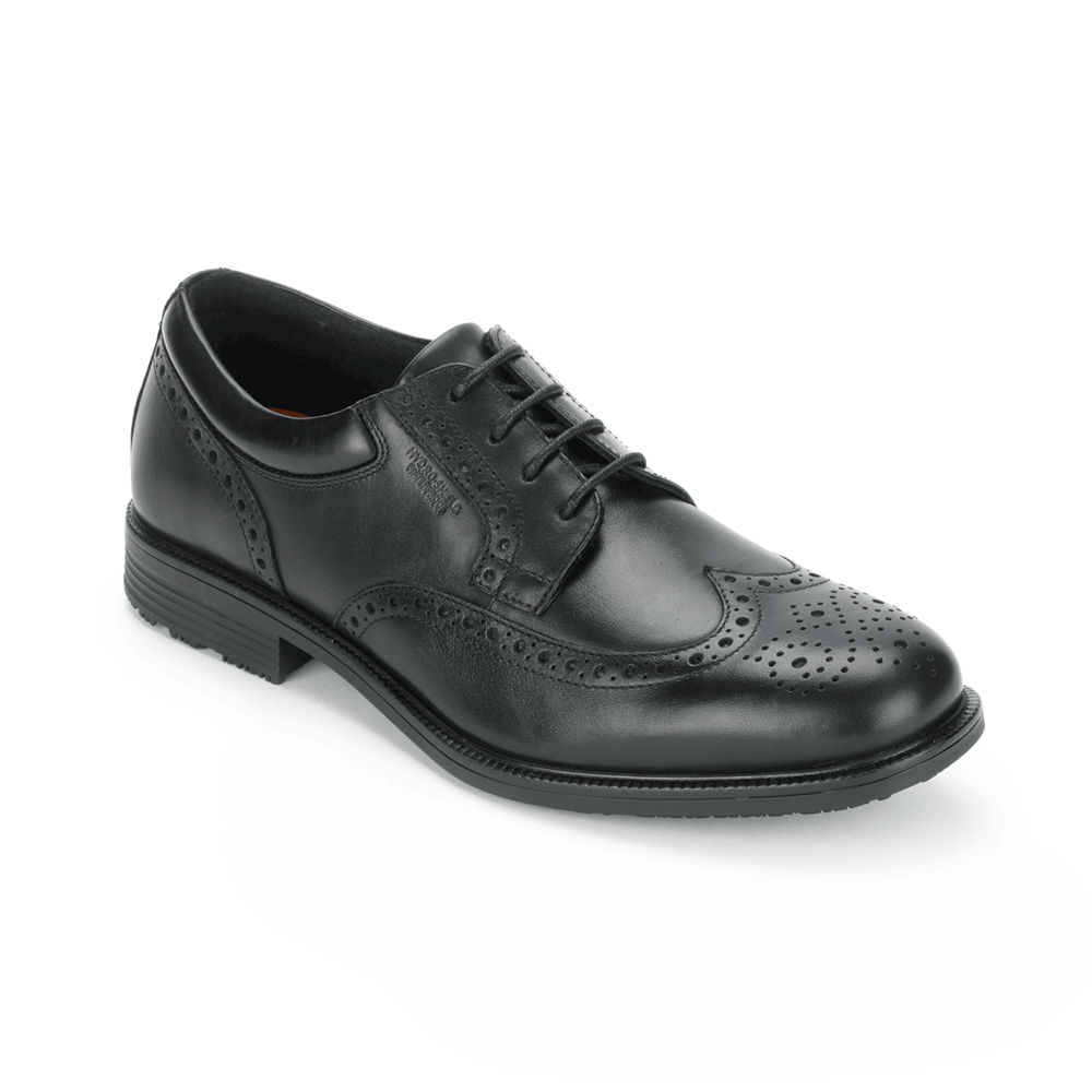 Zapatos De Vestir Rockport Hombre Mexico - Essential Details Waterproof Wingtip Negros - TGOSA4170